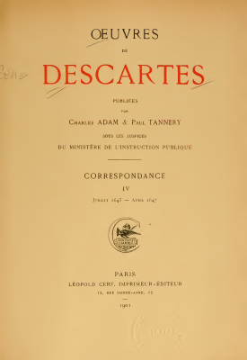 Couverture de Descartes - Oeuvres complètes (AT) IV